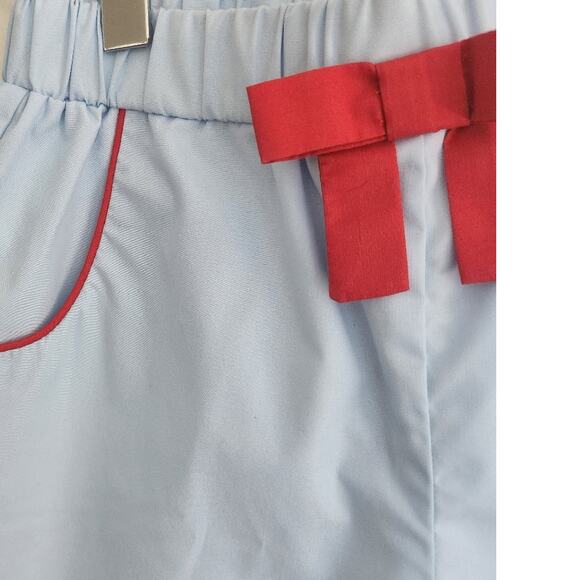 6 The Beaufort Bonnet Company Light Blue and Red Kids Shorts - Picture 2 of 5